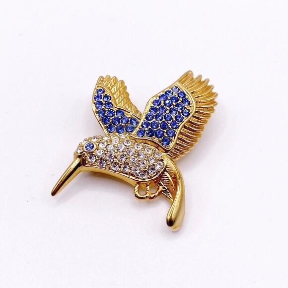 Vintage 1999 Plainville Stock Co PSCO Rhinestone Hummingbird Pin Brooch 2” - Picture 1 of 7